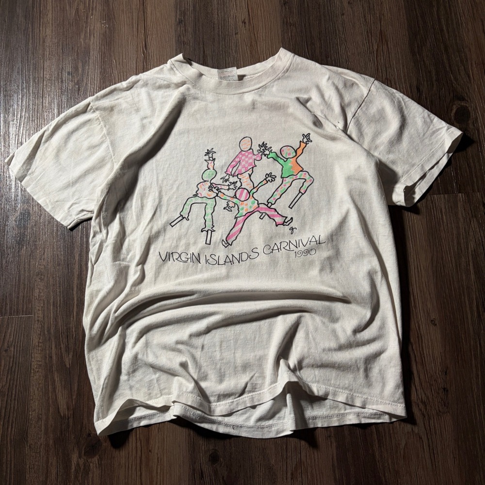 Vintage 1990 Virgin Islands Carnival Shirt Mens Large AT&T Stedman Single Stitch